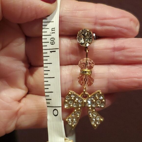 Holiday Bow Rhinestone Earrings! NWOT! - Picture 5 of 5